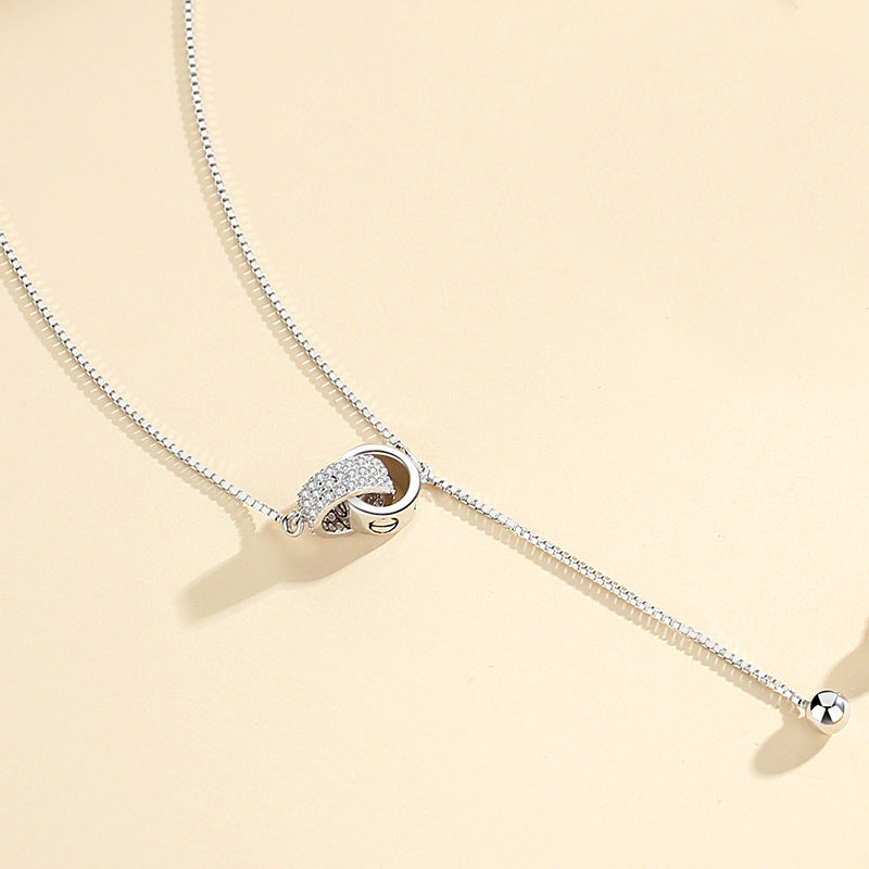 Sterling Silver Necklace, Simple Clavicle Chain Rose Gold Pendant