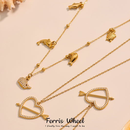 Ferris Wheel Stainless Steel DIY Zircon Necklace Fashionable All-Match Personalized