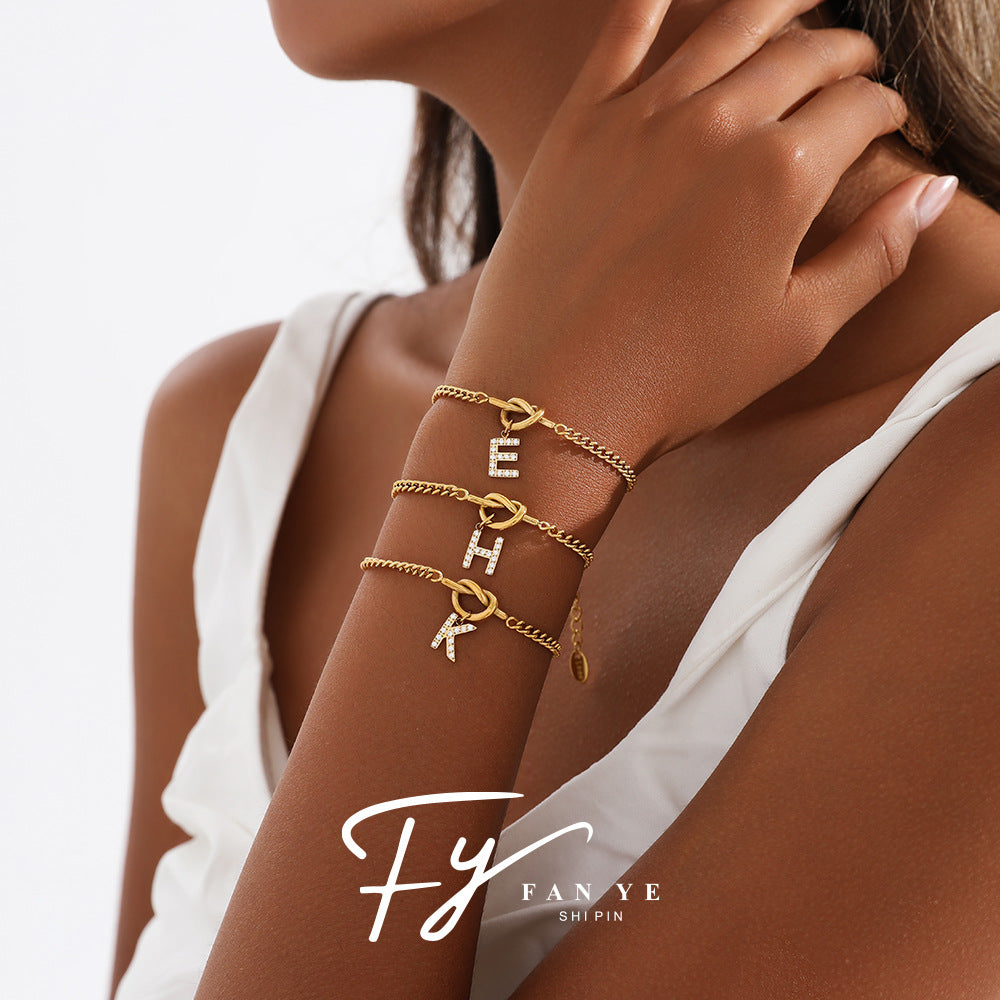 26-letter Pendant Knotted Heart Necklace For Women