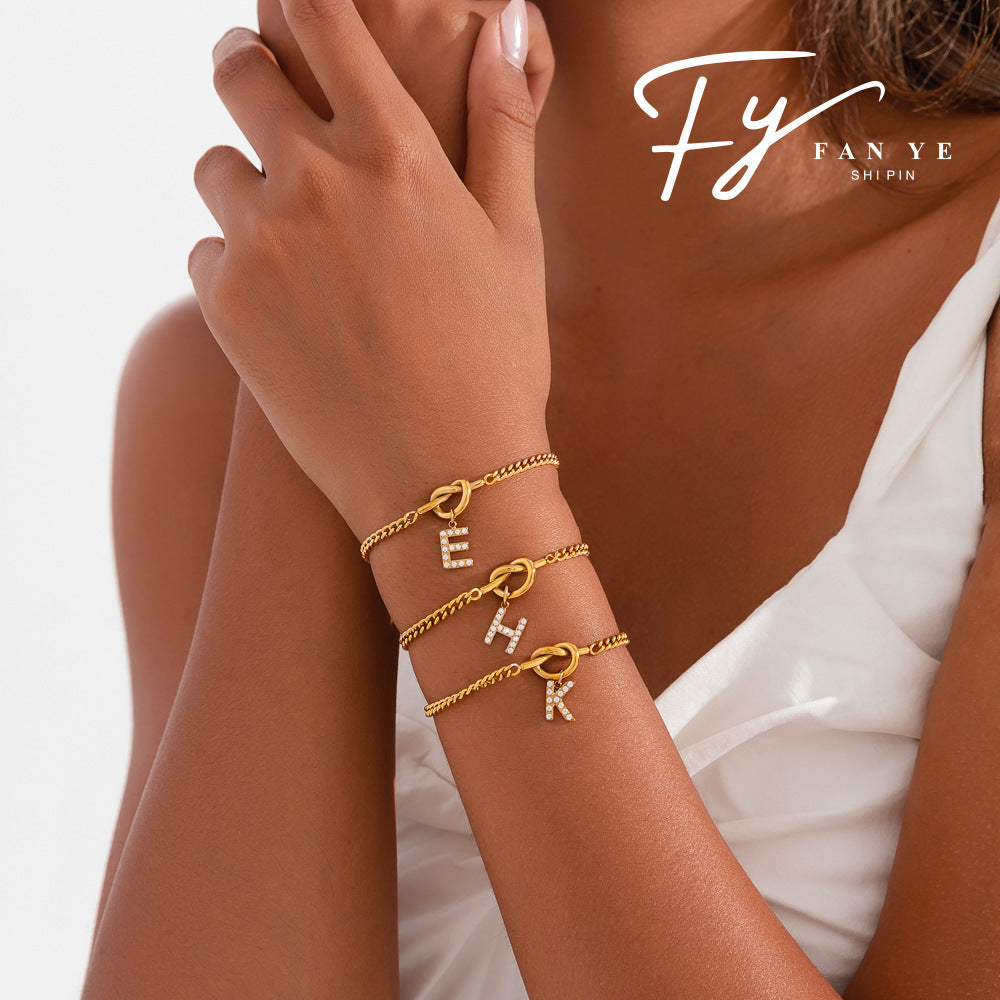 26-letter Pendant Knotted Heart Necklace For Women