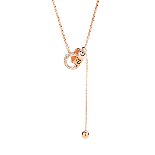 Sterling Silver Necklace, Simple Clavicle Chain Rose Gold Pendant
