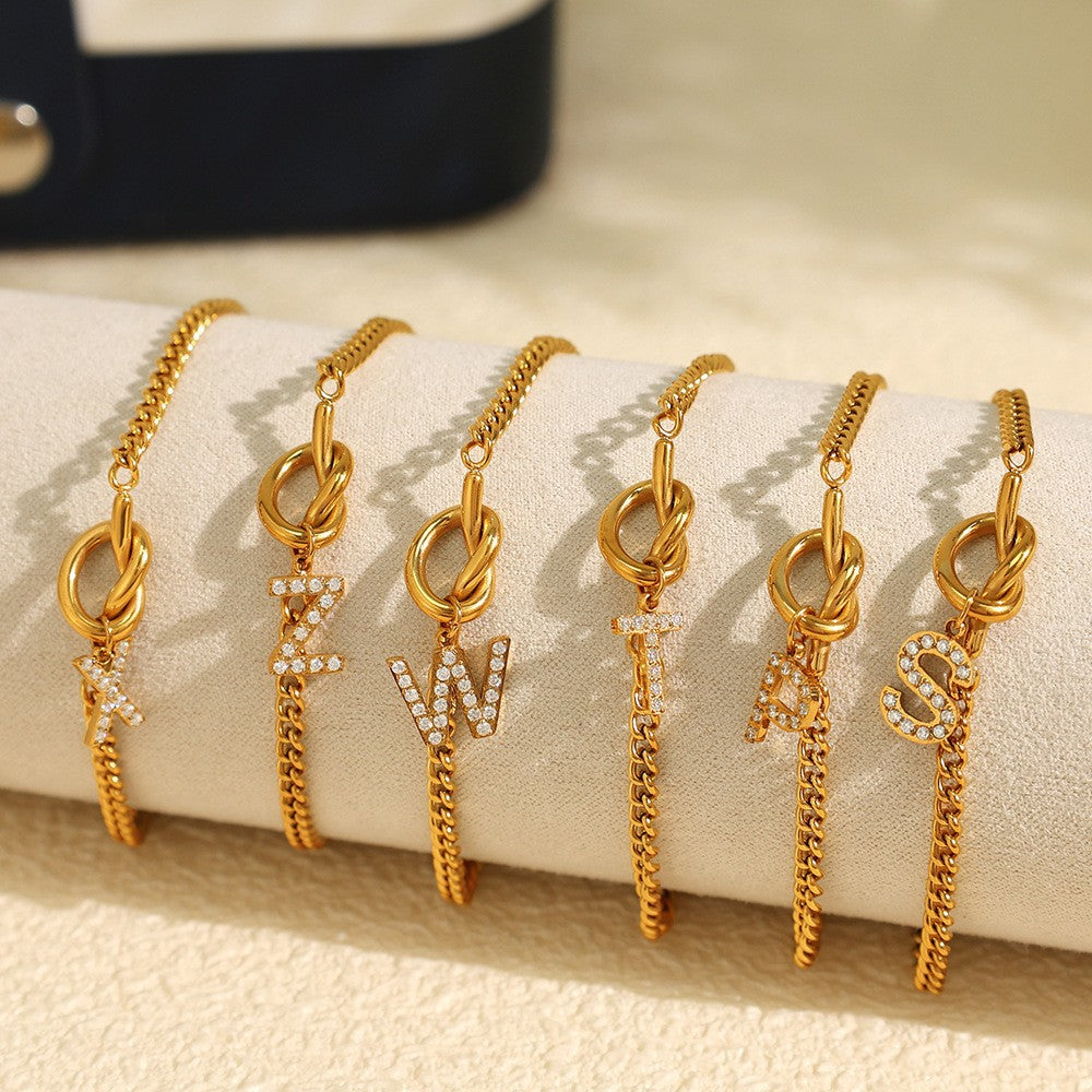 26-letter Pendant Knotted Heart Necklace For Women