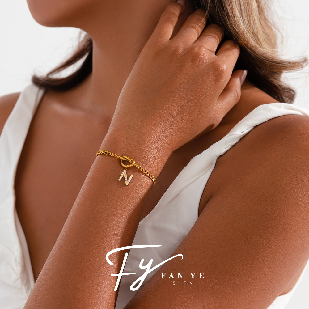 26-letter Pendant Knotted Heart Necklace For Women