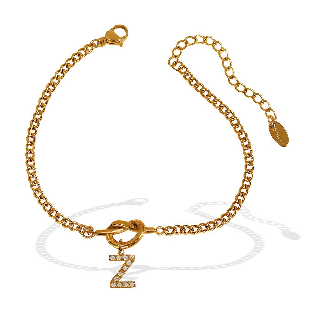 26-letter Pendant Knotted Heart Necklace For Women